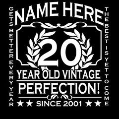 20th Birthday T-Shirt Customise Personalised Name, Year, Age Gift 3XL 4XL 5XL