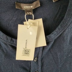 Vince Henley Placket Cotton Relaxed-Fit Shirt Men’s XL Blue Short Sleeve