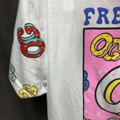 Fresh Laundry Donut OG Hooded T‑Shirt Men’s M White Pink Blue Cotton Blend 18×28