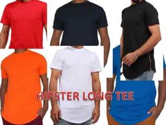 MEN HIPSTER ELONGATED HIP HOP T-SHIRTS WITH SIDE ZIPPER T-552 SOLID