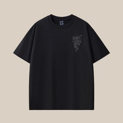 Men’s Dragon Sword Embroidered Cotton Short Sleeve T-Shirt Loose Casual Tee