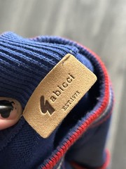Gabicci Knit T Shirt Medium Blue Ringer High Round Neck Short Sleeve Pocket Tee