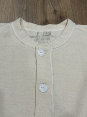 Vintage 50s Military Henley Shirt Sz M Wool Thermal Winter Workwear Uniform M-50