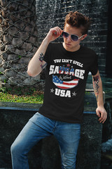 Sausage USA T-Shirt Unisex Funny Cotton Adult 4th of July Freedom America