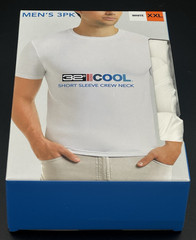 32 Degrees Cool Men’s 3pk Shirt XXL Short Sleeve Crew Neck White Quick Dry New