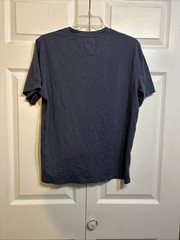 Left Coast Tee Crew Neck Peruvian 100% Pins Cotton T Shirt Blue Short Sleeve