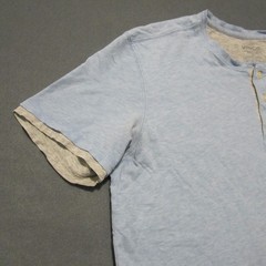 Vince Button Collar Shirt Mens M Light Blue Double Layered Pima Cotton SS