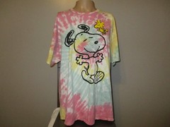 LOVE TRIBE SNOOPY WOODSTOCK GRAPHIC TIE DYE 100% COTTON T SHIRT XL FREE SHIPPING
