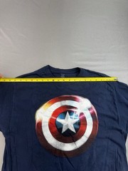 Captain America Shield T-Shirt Navy Blue Graphic Print Mens Size Large Read