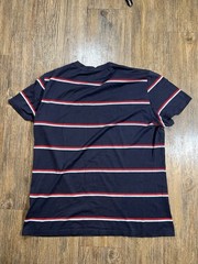 Burberry Cotton Crewneck Logo T-Shirt Mens Large Blue Striped