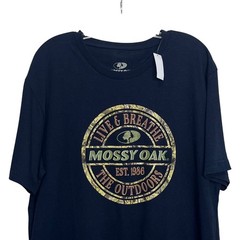 Mossy Oak Graphic Tshirt Mens Large Blue Live & Breathe The Outdoors New