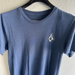 Volcom Men’s Medium Short Sleeve Graphic Tshirt Stone Logo Blue Crew Neck