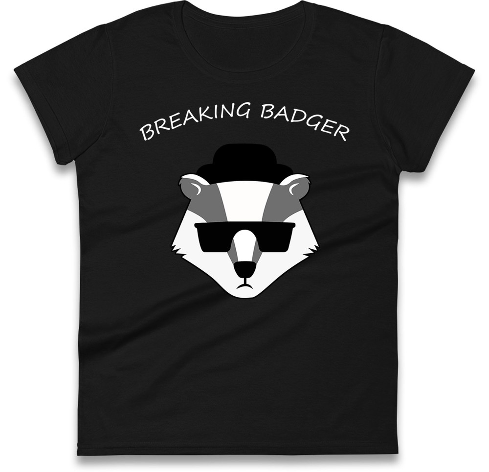 Breaking Badger Ladies T Shirt – Cute Chemistry Parody Design,Funny Science Tee