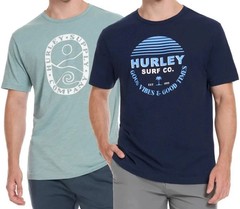 2-Pack HURLEY Men’s Classic Graphic Tee T-Shirt DARK BLUE/BLUE Logo Cotton New