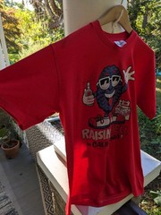 VINTAGE 80s California Raisin Style Raisin Hell In California T-shirt Large Red