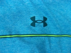 NWT Under Armour Loose Fit Playoff polo, men’s L, XL, blue, bright green stripe