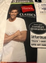 2010 Hanes Classic Tagless 3 pack T-Shirt Comfort Lay Flat Collar Tagless NEW