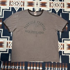 Testicle Festival Rock Creek Lodge Montana Short Sleeve Brown Tee Size XL