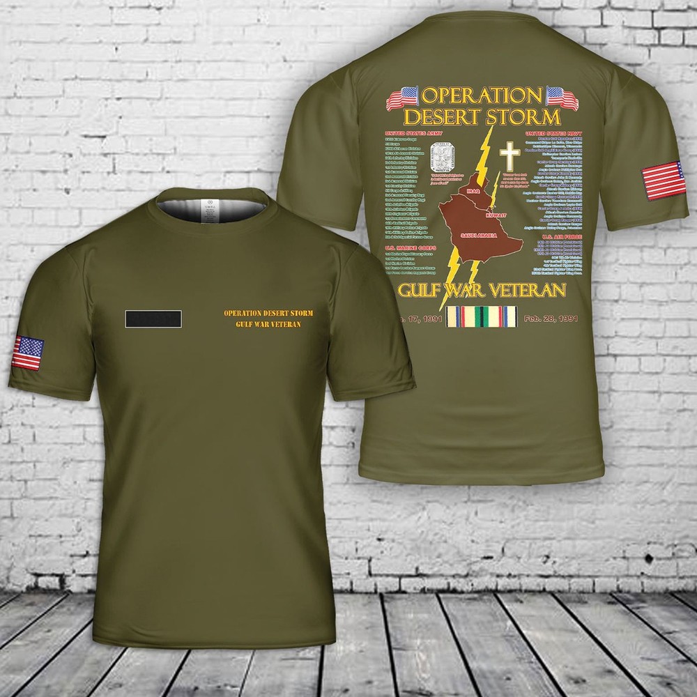 Custom Name US Operation Desert Storm Gulf War Veteran T-Shirt Gift For Dad