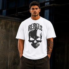 Customizable Oversized Skull Graphic Cotton T-Shirt Men’s Streetwear Gym Workout