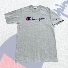 Vintage Champion Logo Classic Grey Shirt Flocked Felt Shirt Size Large
