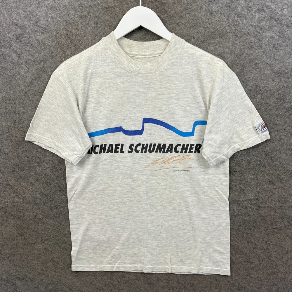 Vintage Michael Schumacher Shirt Mens Small Grey Dispo Formula 1 F1 AOP 1990s