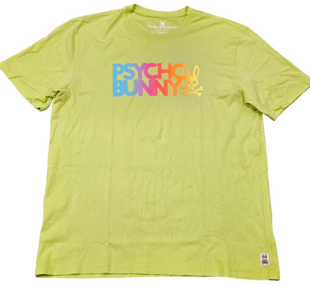 Psycho Bunny Sheffield Foil Crewneck Neon Green Men’s Sz 8 2XL