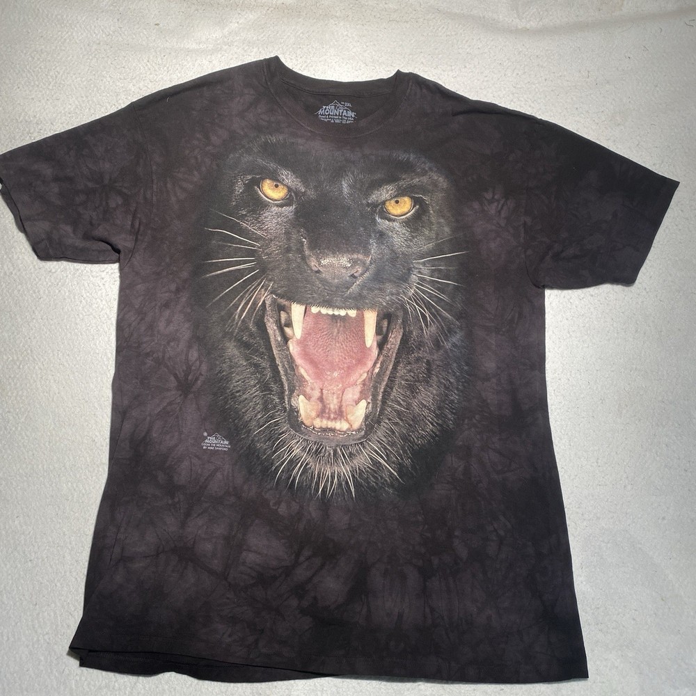 The Mountain Graphic Black Panther T-Shirt Men’s XXL with Oversized Print
