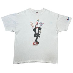 Vintage Dr. Seuss The Cat In The Hat Movie Promo Tee Shirt Size XL 24″x30″ White