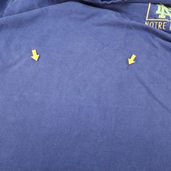 Notre Dame Mens 2XL Embroidered Logo T-Shirt Blue NCAA (see photo for flaw)