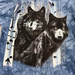 Vintage The Mountain Shirt Mens Large Blue Long Sleeve Wolves Tie Dye Nature Tee