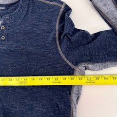 Johnston & Murphy Henley Shirt XL Blue Gray Long Sleeve Cotton Slub Knit 74-3145