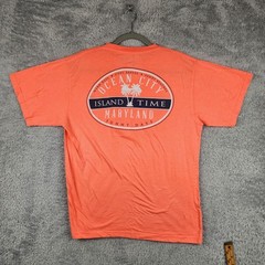 Ocean City Shirt Mens Large Orange Island Time Maryland Graphic Logo Beach Tee