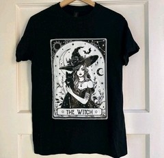 Black Witch Tarot Card Gothic Graphic T-Shirt Mystic Halloween Tee size S