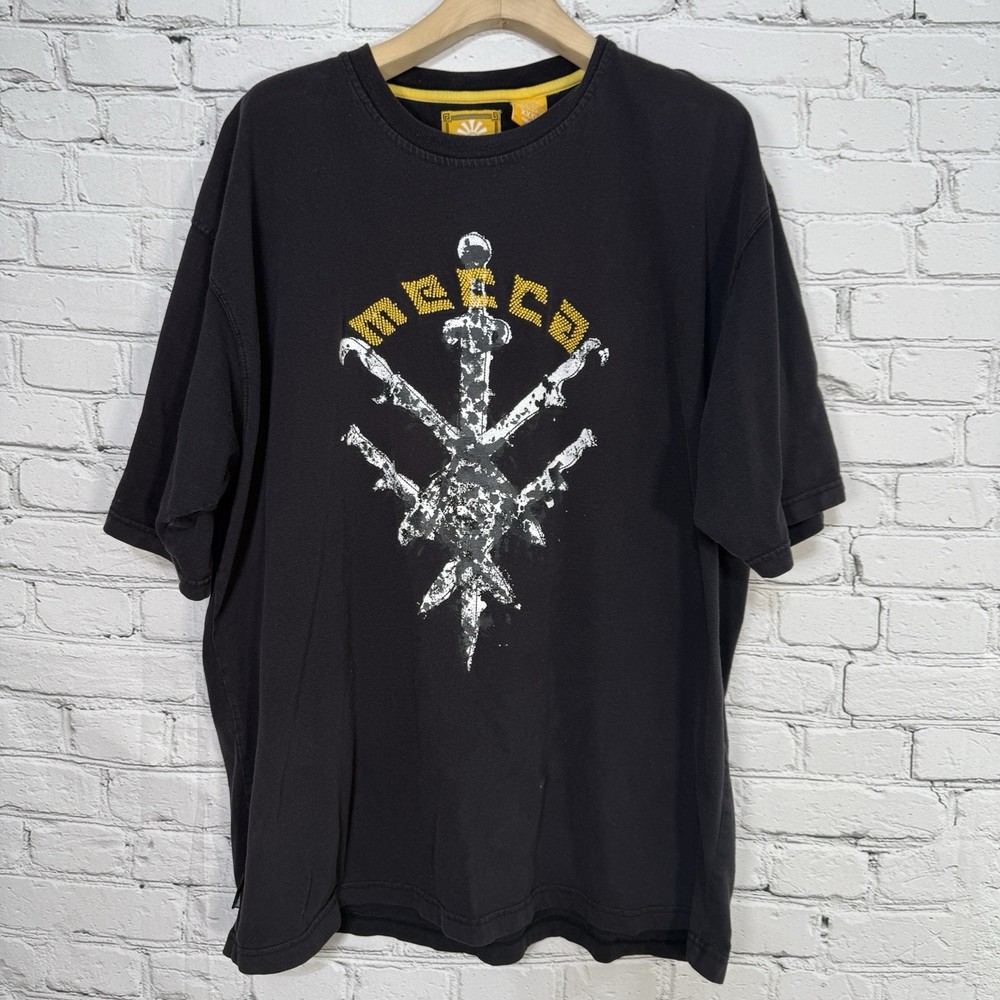 Vintage Mecca Shirt Mens XXXL Black Warrior Embroidered Spellout Y2K Hip Hop