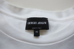 GIORGIO ARMANI ITALY MADE EMBROIDERED LOGO CLASSIC WHITE T SHIRT SZ 46