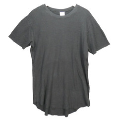 ZARA Mens T Shirt Waffle Knit Black Rounded Hem Hi Low Crew Neck Size M