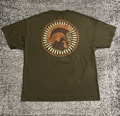 Defend Hawaii Shirt Adult 2XL XXL Army Green Short Sleeve Hawaiian Helmet Casual