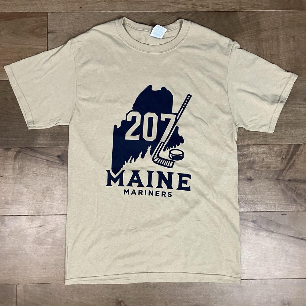 Maine Mariners ECHL Men’s Size Small Beige Graphic T Shirt 207 Hockey