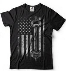 American Flag Gym and Fitness T-shirt Bodybuilding Weight Lifting Shirt