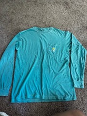 Salty Dog Cafe Teal Long Sleeve Pocket T Shirt Logo Graphic Adult Size M