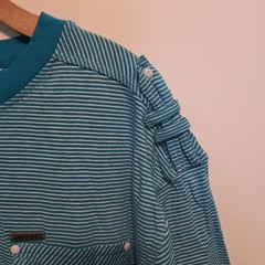 Vtg Smoke Rise T-Shirt Vintage Look Turquoise Striped Pocket Epaulettes XL NEW