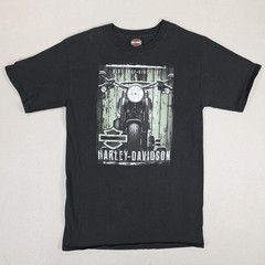 Harley Davidson Graphic T-Shirt Mens Medium Tall Black Antique Motorcycle Mexico