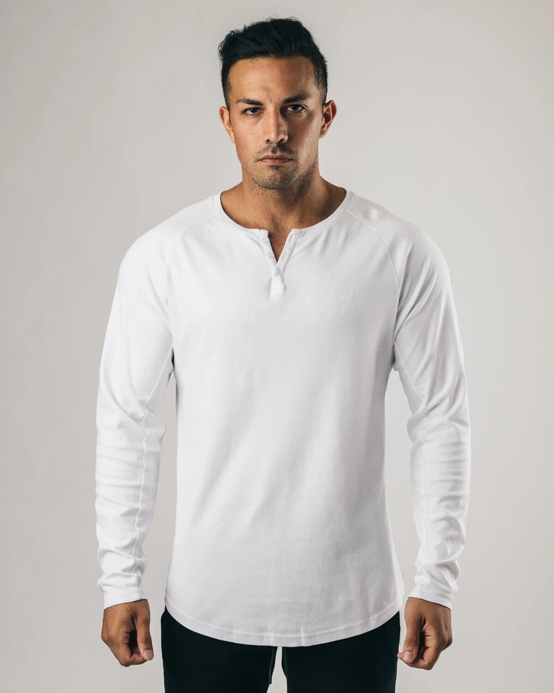 Zonbailon men’s long sleeve t-shirt solid color crew neck quick dry breathable