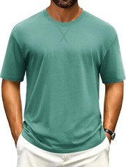 Men’s Cotton Drop Shoulder T Shirt Loose Fit Soft Casual Short Sleeve Summer Tee