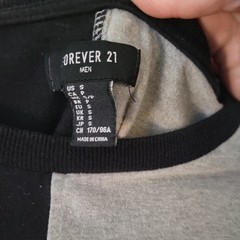Forever 21 Gray and Black Colorblock Mens Small Shirt Graphic Asymmetrical Tee