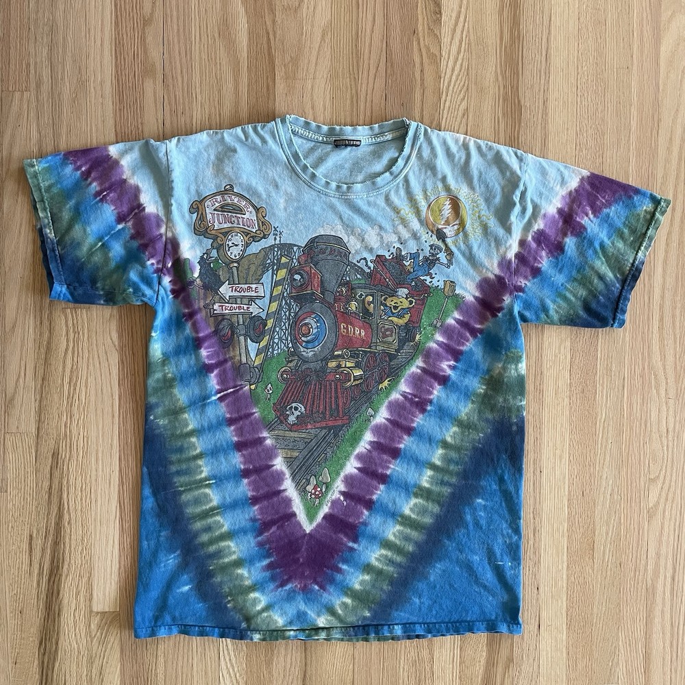 Grateful Dead Band River Junction Casey Jones Liquid Blue Tie Dye T-Shirt XL