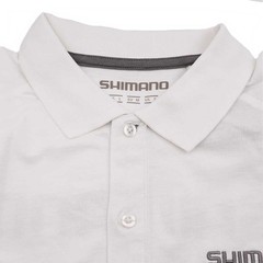 SHIMANO Short Sleeve Polo Shirt White Cotton 100% Fishing Sport Surf Casting