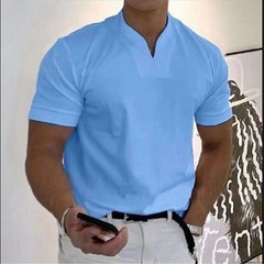 Men Sports Short Sleeve Solid Loose Casual Linen Shirts Shirt Blouse Tops Summer