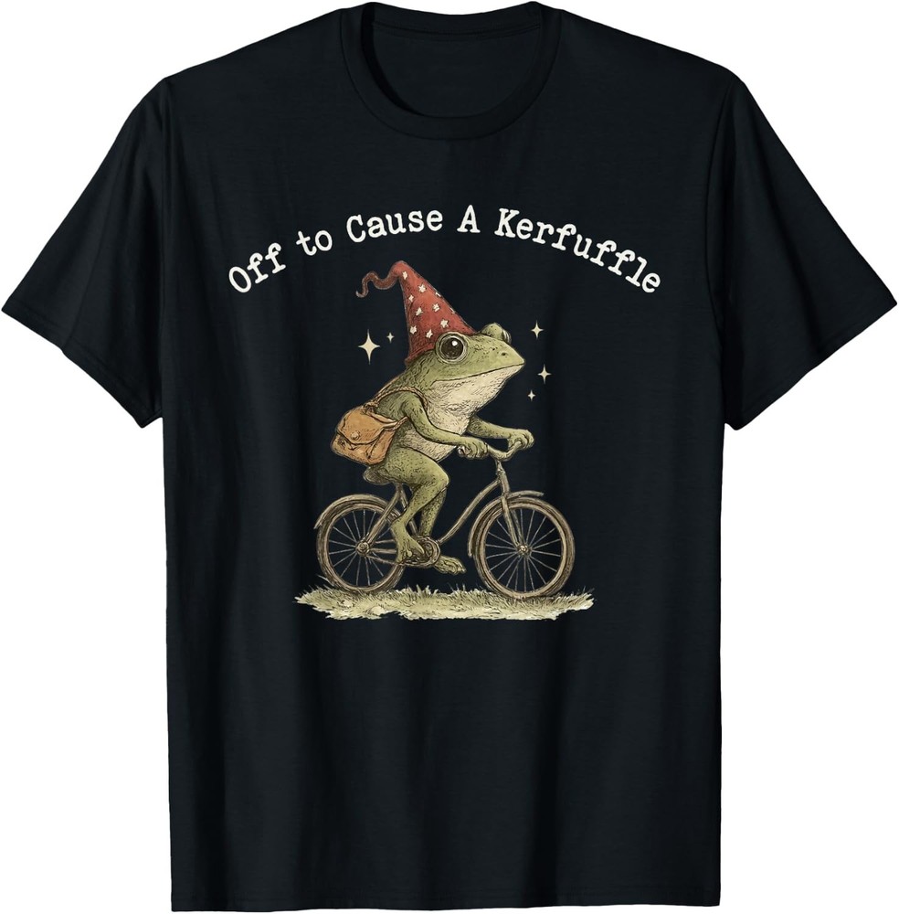 Off to Cause A Kerfuffle Funny Weird Frog Riding Bicycle T-shirt Sweartshirt